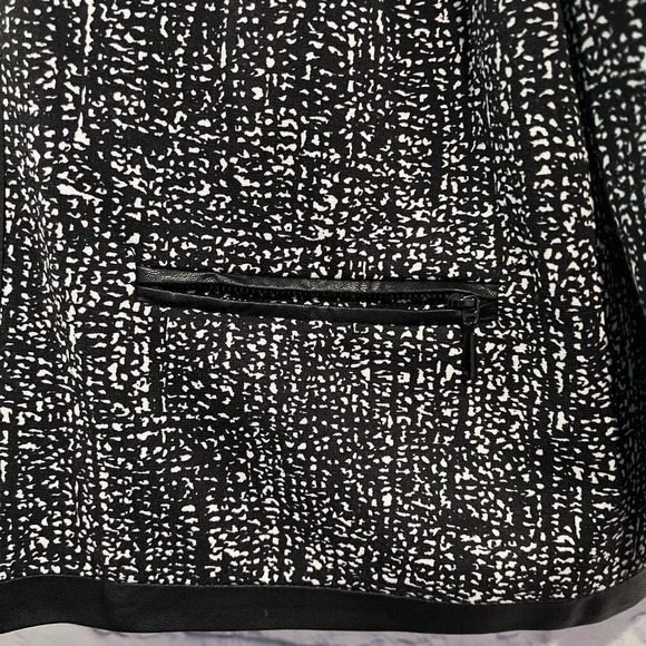 Covington Size Large Blazer Full Zip Black White Leather Trim Career Jacket - Picture 5 of 10